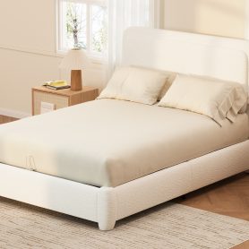 Boucle Full Bed Frame with Adjustable Height Headboard 42 Boucle Full Bed Frame with Adjustable Height Headboard