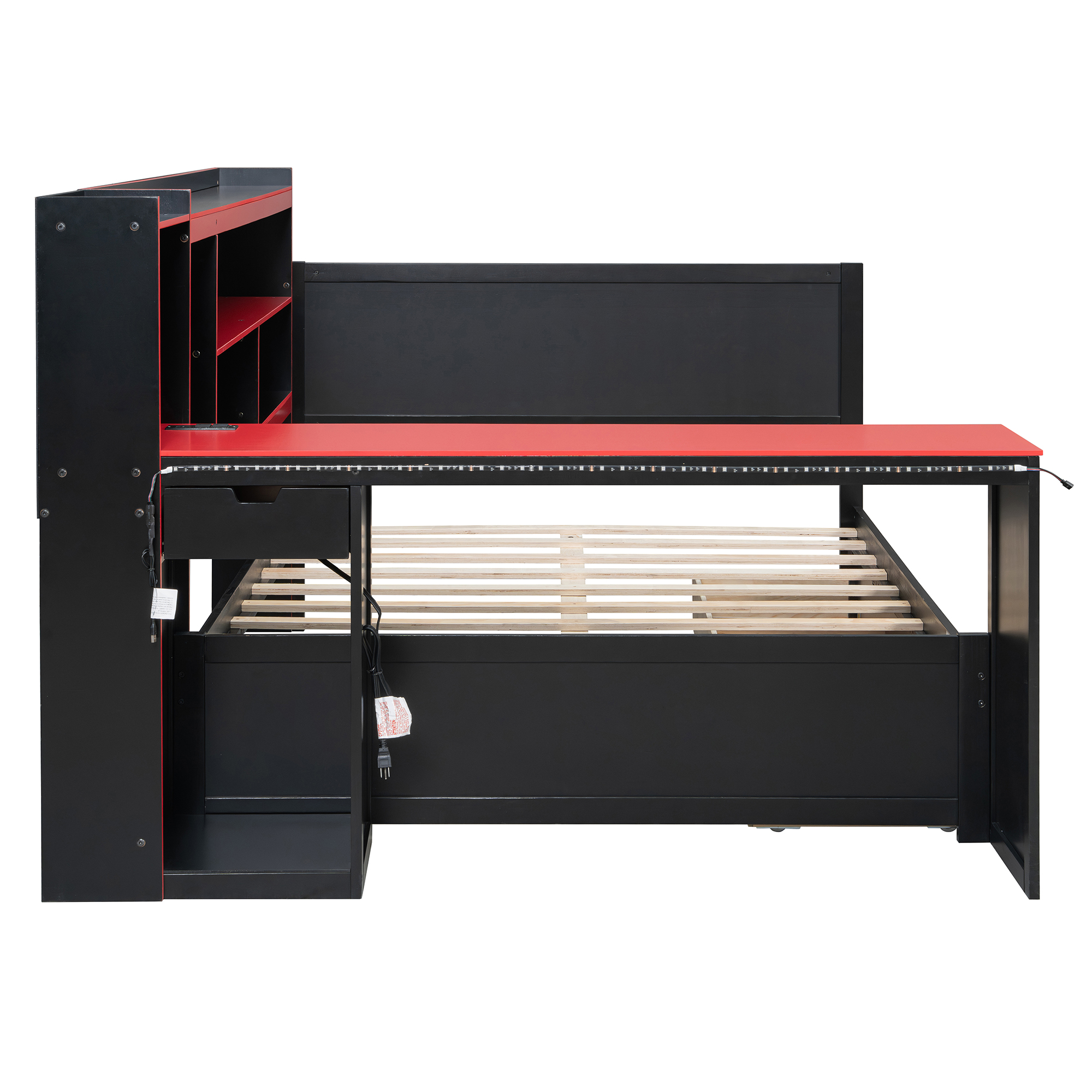 Full Size Gaming Daybed with Integrated Desk and Lights 21 Full Size Gaming Daybed with Integrated Desk and Lights