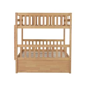 Full Over Full Rubber Wood Bunk Bed with Trundle, Ladder and Guardrails 43 Full Over Full Rubber Wood Bunk Bed with Trundle, Ladder and Guardrails