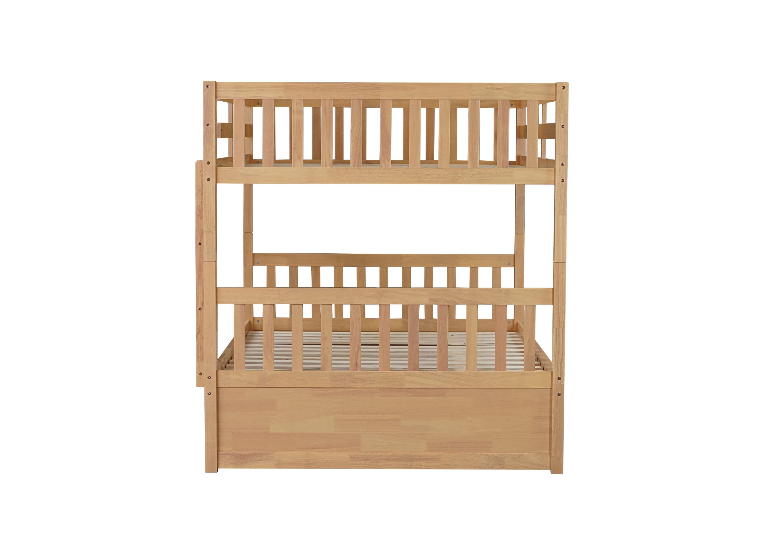 Full Over Full Rubber Wood Bunk Bed with Trundle, Ladder and Guardrails 23 Full Over Full Rubber Wood Bunk Bed with Trundle, Ladder and Guardrails