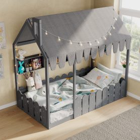 Twin Size Montessori House Bed for Kids