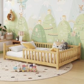 Full Low Floor House Bed With Fence And Roof 30 Full Low Floor House Bed With Fence And Roof