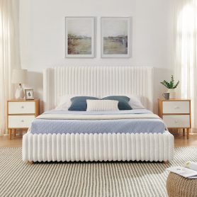 Queen Functional Vertical Striped Bed with Gas Lift Storage