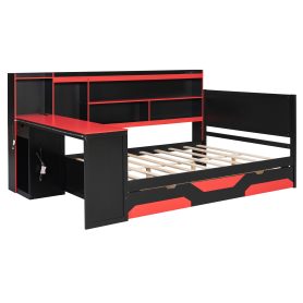 Full Size Gaming Daybed with Integrated Desk and Lights 35 Full Size Gaming Daybed with Integrated Desk and Lights