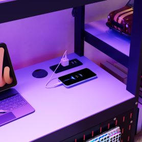 Twin Size Gaming Daybed with Integrated Desk and LED Light 64 Twin Size Gaming Daybed with Integrated Desk and LED Light