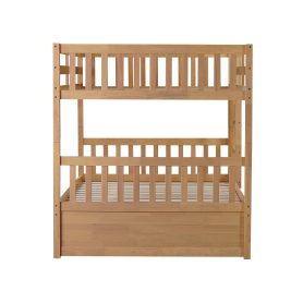 Full Over Full Rubber Wood Bunk Bed with Trundle, Ladder and Guardrails 25 Full Over Full Rubber Wood Bunk Bed with Trundle, Ladder and Guardrails