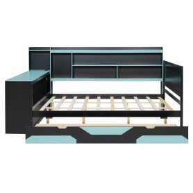 Queen Size Gaming Daybed with Integrated Desk and Lights