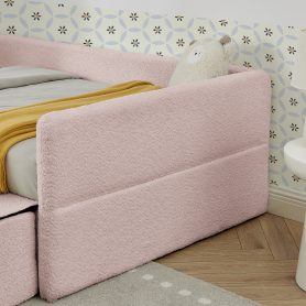 Twin Size Safe Cozy Multi-Functional Kids Bed with Guardrails and Storage