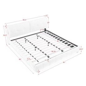 King Cream Style Bouclé Fabric Platform Bed 18 King Cream Style Bouclé Fabric Platform Bed