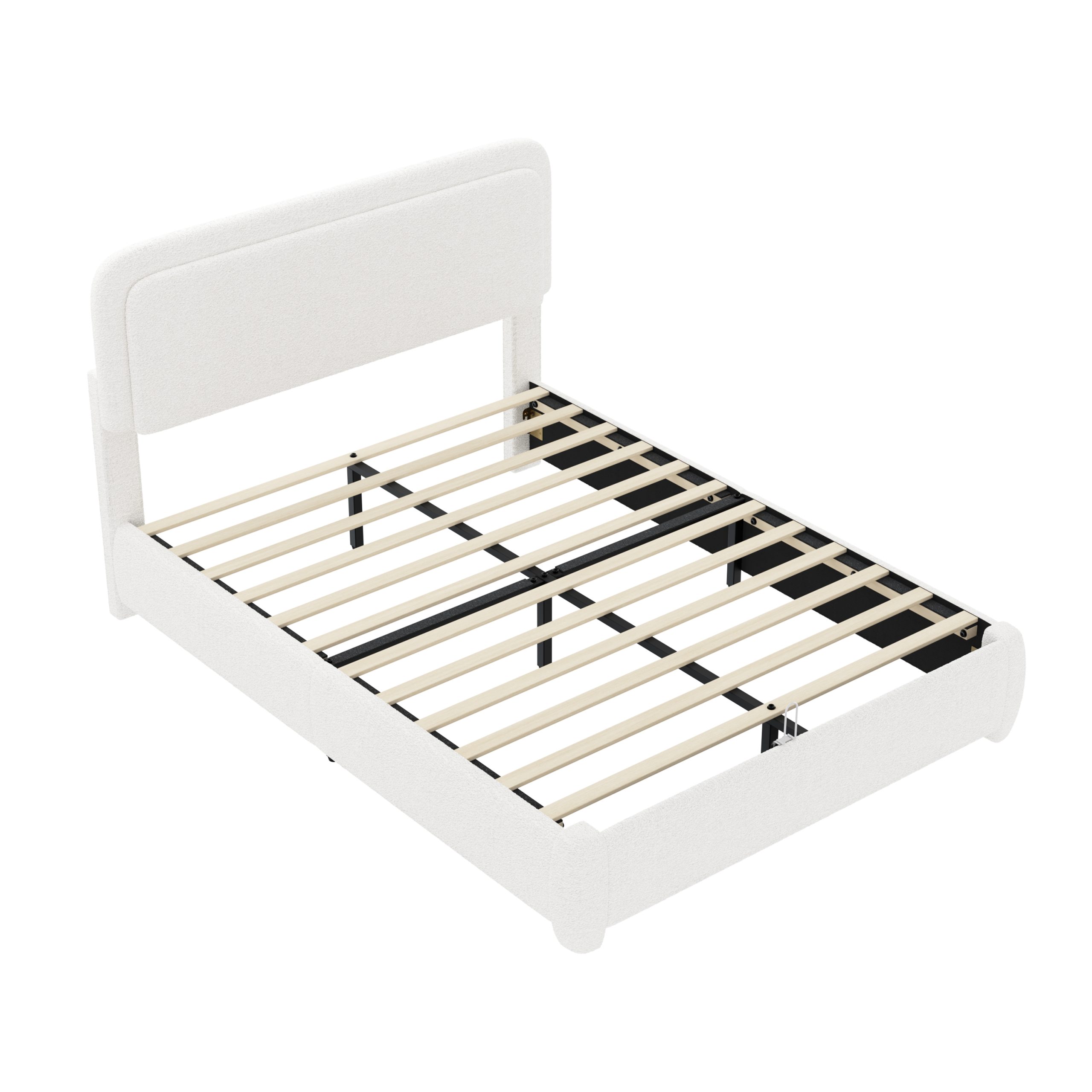 Boucle Queen Bed Frame with Adjustable Height Headboard 12 Boucle Queen Bed Frame with Adjustable Height Headboard