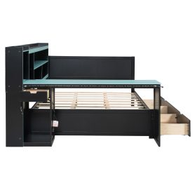 Queen Size Gaming Daybed with Integrated Desk and Lights