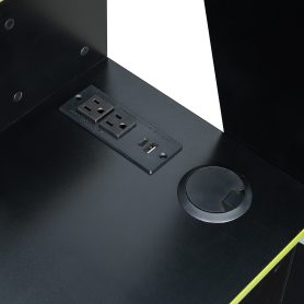 Full Size Wood Loft Bed with Desk, Multi-Storage Shelves and RGB Light