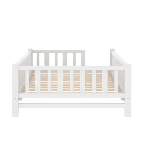 Wood Twin Size Platform Bed with Guardrail