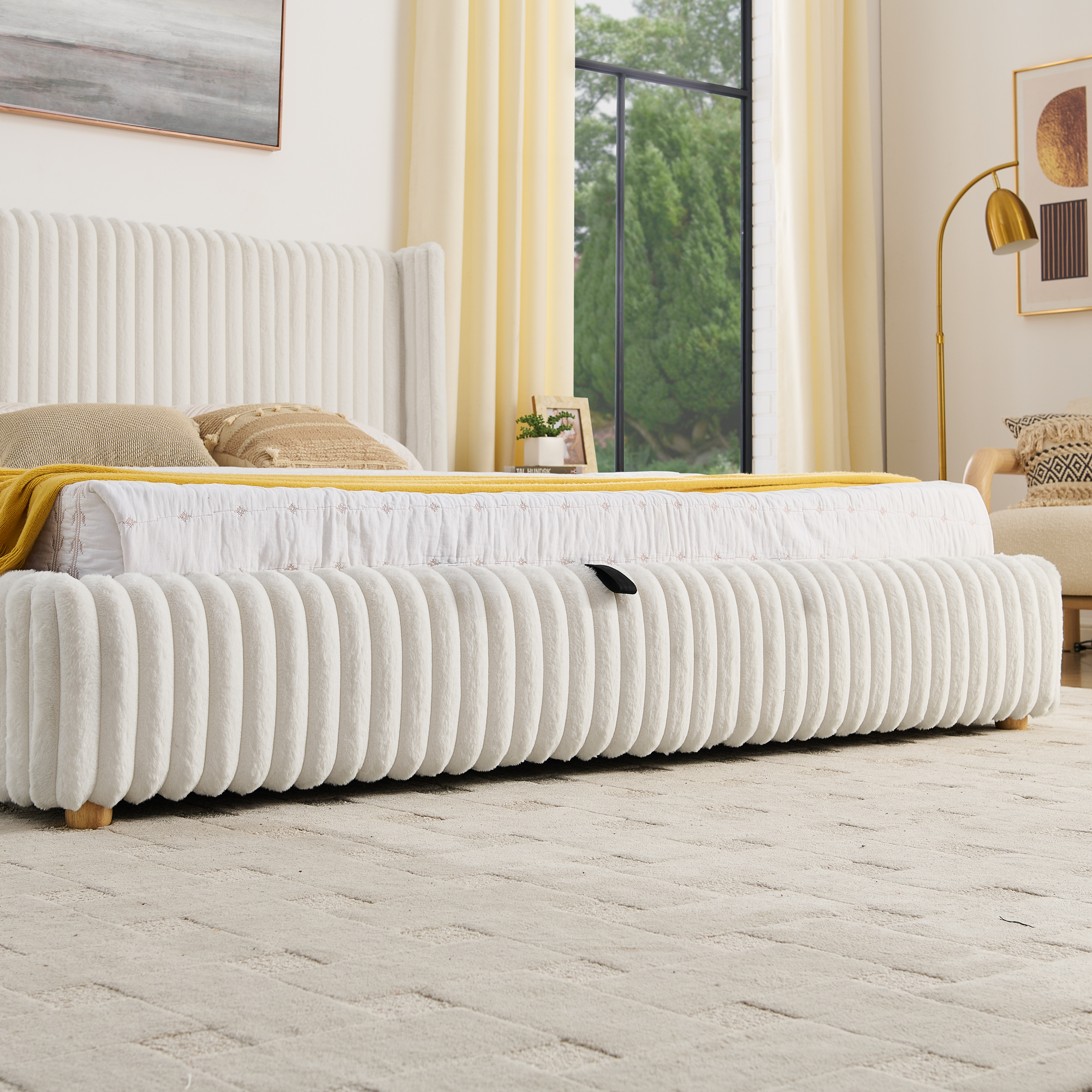 King Functional Vertical Striped Bed with Gas Lift Storage 8 King Functional Vertical Striped Bed with Gas Lift Storage