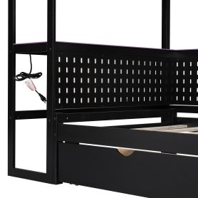 Twin Size Gaming Daybed with Integrated Desk and LED Light 80 Twin Size Gaming Daybed with Integrated Desk and LED Light