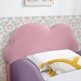 Twin Size Cute Cloud Shape PU Leather Kids Bed with Guardrails