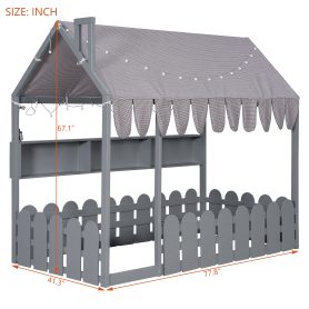 Twin Size Montessori House Bed for Kids