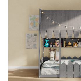 Twin Size Montessori House Bed for Kids