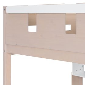 Twin Size Castle Style Bunk Bed with 2 Drawers, Shelf and LED Light