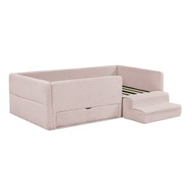 Twin Size Safe Cozy Multi-Functional Kids Bed with Guardrails and Storage