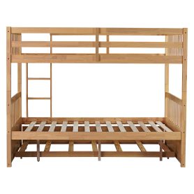 Full Over Full Rubber Wood Bunk Bed with Trundle, Ladder and Guardrails 30 Full Over Full Rubber Wood Bunk Bed with Trundle, Ladder and Guardrails
