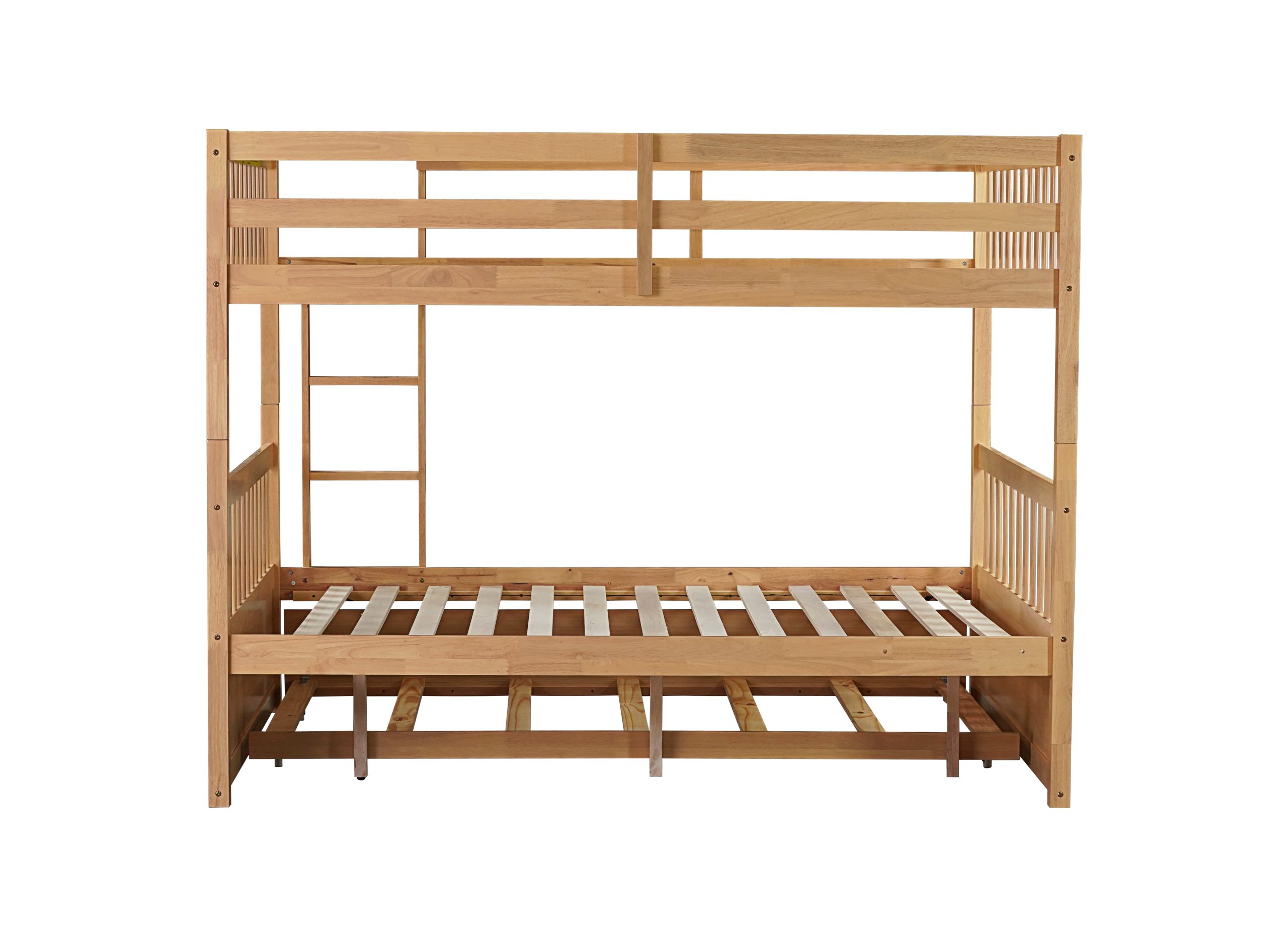 Full Over Full Rubber Wood Bunk Bed with Trundle, Ladder and Guardrails 10 Full Over Full Rubber Wood Bunk Bed with Trundle, Ladder and Guardrails