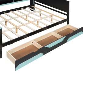 Queen Size Gaming Daybed with Integrated Desk and Lights