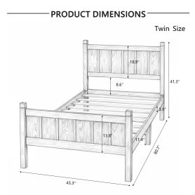 Twin Size Flat Panel Bed with Headboard & Footboard