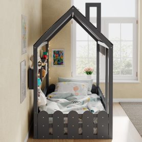 Twin Size Montessori House Bed for Kids