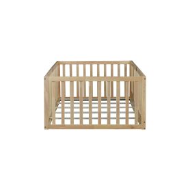 Twin Size Floor Bed with High Fence Railings, without Door 34 Twin Size Floor Bed with High Fence Railings