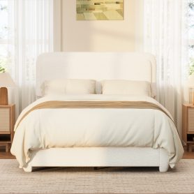 Boucle Full Bed Frame with Adjustable Height Headboard 43 Boucle Full Bed Frame with Adjustable Height Headboard