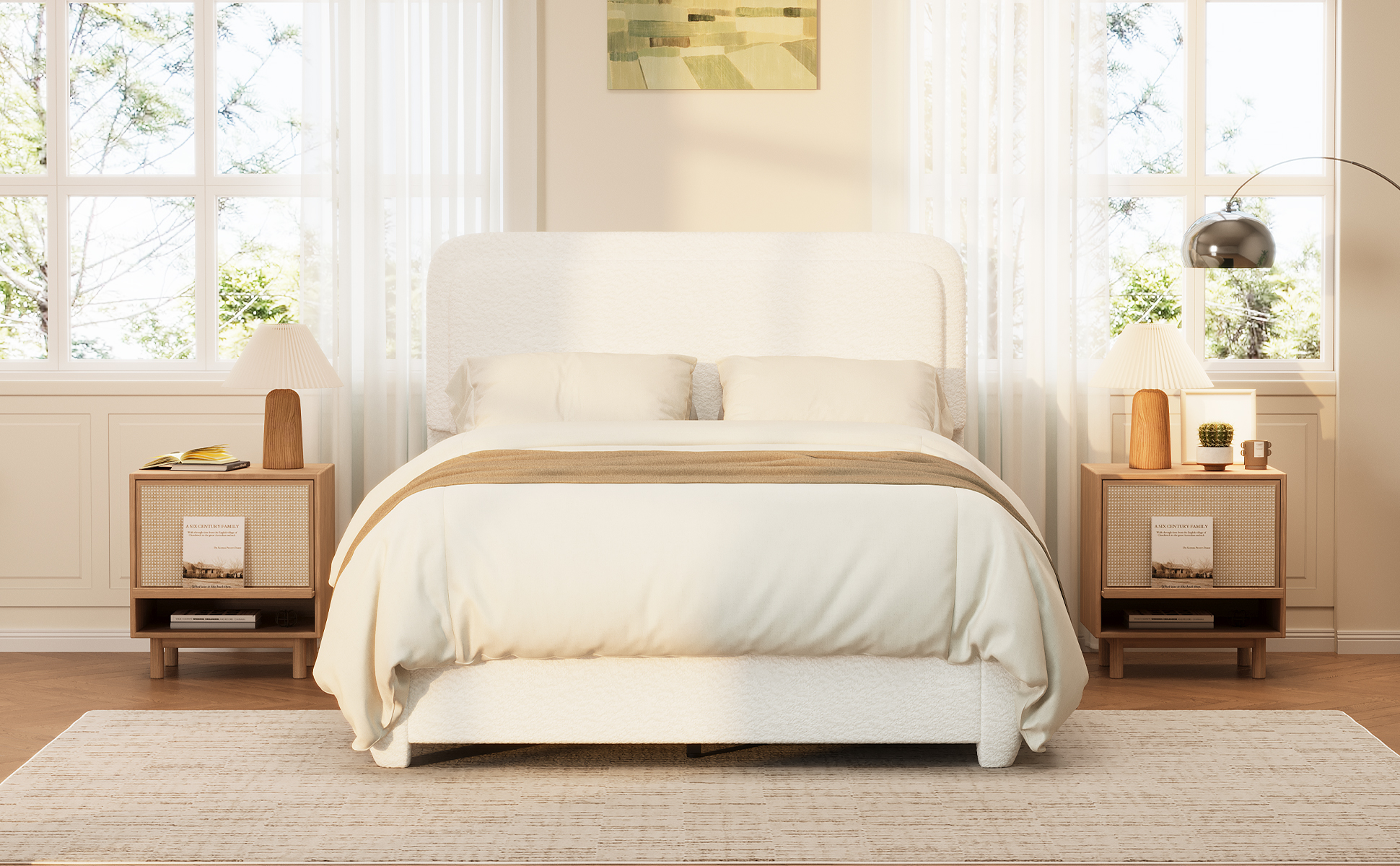 Boucle Full Bed Frame with Adjustable Height Headboard 23 Boucle Full Bed Frame with Adjustable Height Headboard