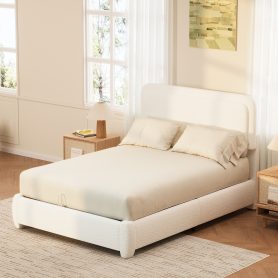 Boucle Full Bed Frame with Adjustable Height Headboard 25 Boucle Full Bed Frame with Adjustable Height Headboard