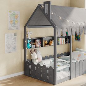 Twin Size Montessori House Bed for Kids