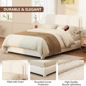 Boucle Queen Bed Frame with Adjustable Height Headboard 28 Boucle Full Bed Frame with Adjustable Height Headboard