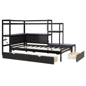 Twin Size Gaming Daybed with Integrated Desk and LED Light 47 Twin Size Gaming Daybed with Integrated Desk and LED Light