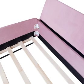 Twin Size Velvet Upholstered Daybed with Stairs & Gas Lift Storage Ottoman, Contrast Color, Padded Guardrails