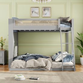 Twin over Full Bunk Bed with Shelf and LED