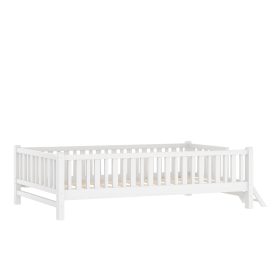 Wood Twin Size Platform Bed with Guardrail