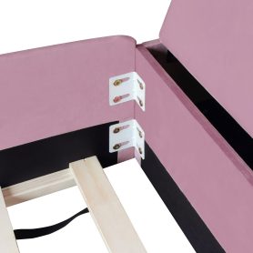 Full Size Velvet Upholstered Daybed with Stairs & Gas Lift Storage Ottoman, Contrast Color, Padded Guardrails