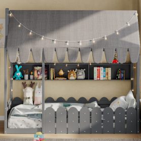 Twin Size Montessori House Bed for Kids