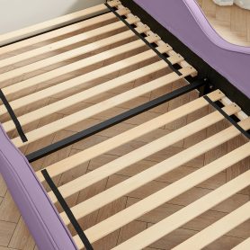 Twin Size Cute Cloud Shape PU Leather Kids Bed with Guardrails