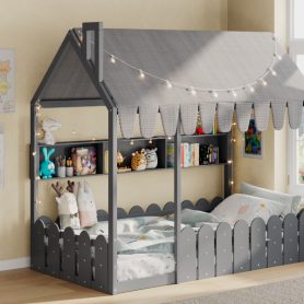 Twin Size Montessori House Bed for Kids