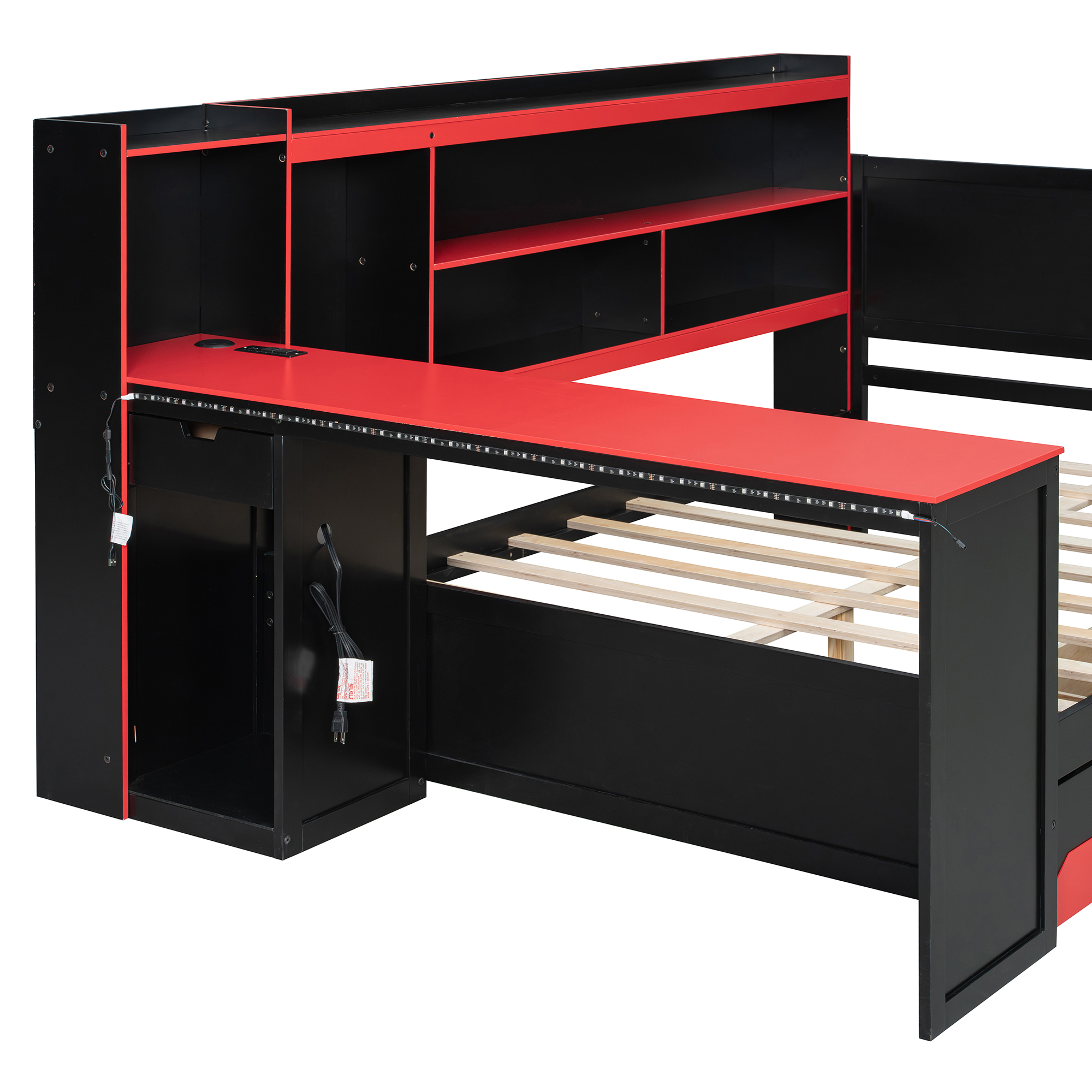 Full Size Gaming Daybed with Integrated Desk and Lights 16 Full Size Gaming Daybed with Integrated Desk and Lights