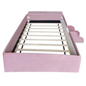 Twin Size Velvet Upholstered Daybed with Stairs & Gas Lift Storage Ottoman, Contrast Color, Padded Guardrails