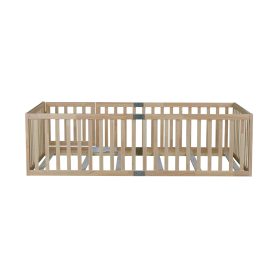 Twin Size Floor Bed with High Fence Railings, without Door 37 Twin Size Floor Bed with High Fence Railings