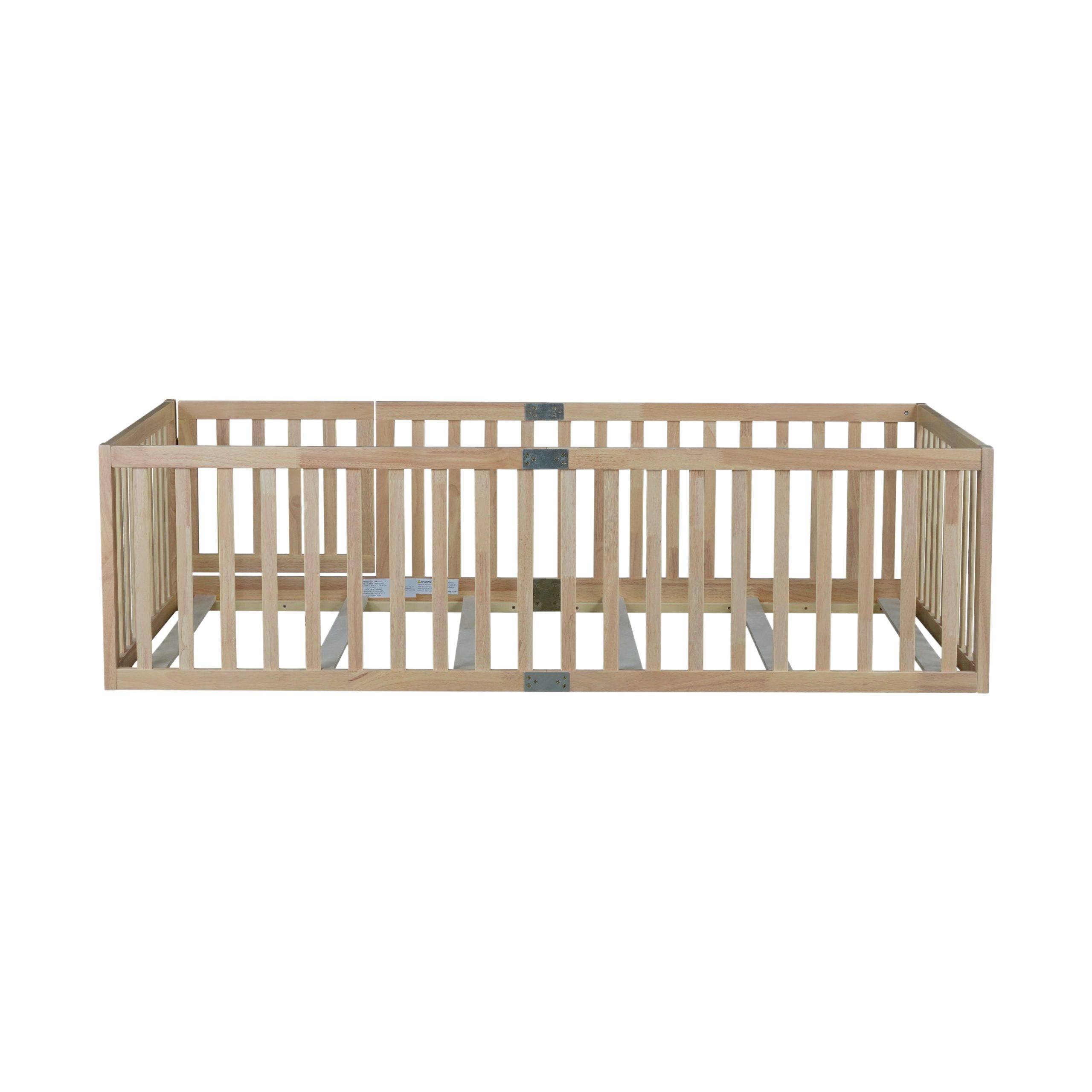 Twin Size Floor Bed with High Fence Railings, without Door 18 Twin Size Floor Bed with High Fence Railings