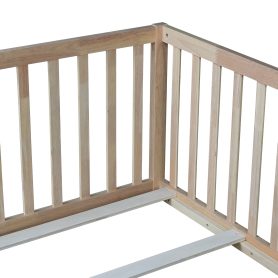 Twin Size Floor Bed with High Fence Railings, without Door 39 Twin Size Floor Bed with High Fence Railings