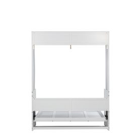 Queen Size Wood Vertical Murphy Bed with Desk, Gas Struts