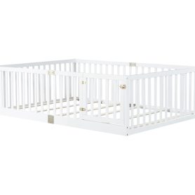 Full Size Floor Bed With High Fence Railings